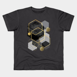 Black and Gold Geometric Kids T-Shirt